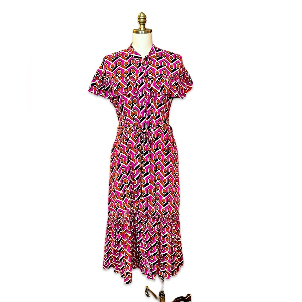 Anthropologie Button Up Maxi Dress in Geo Print